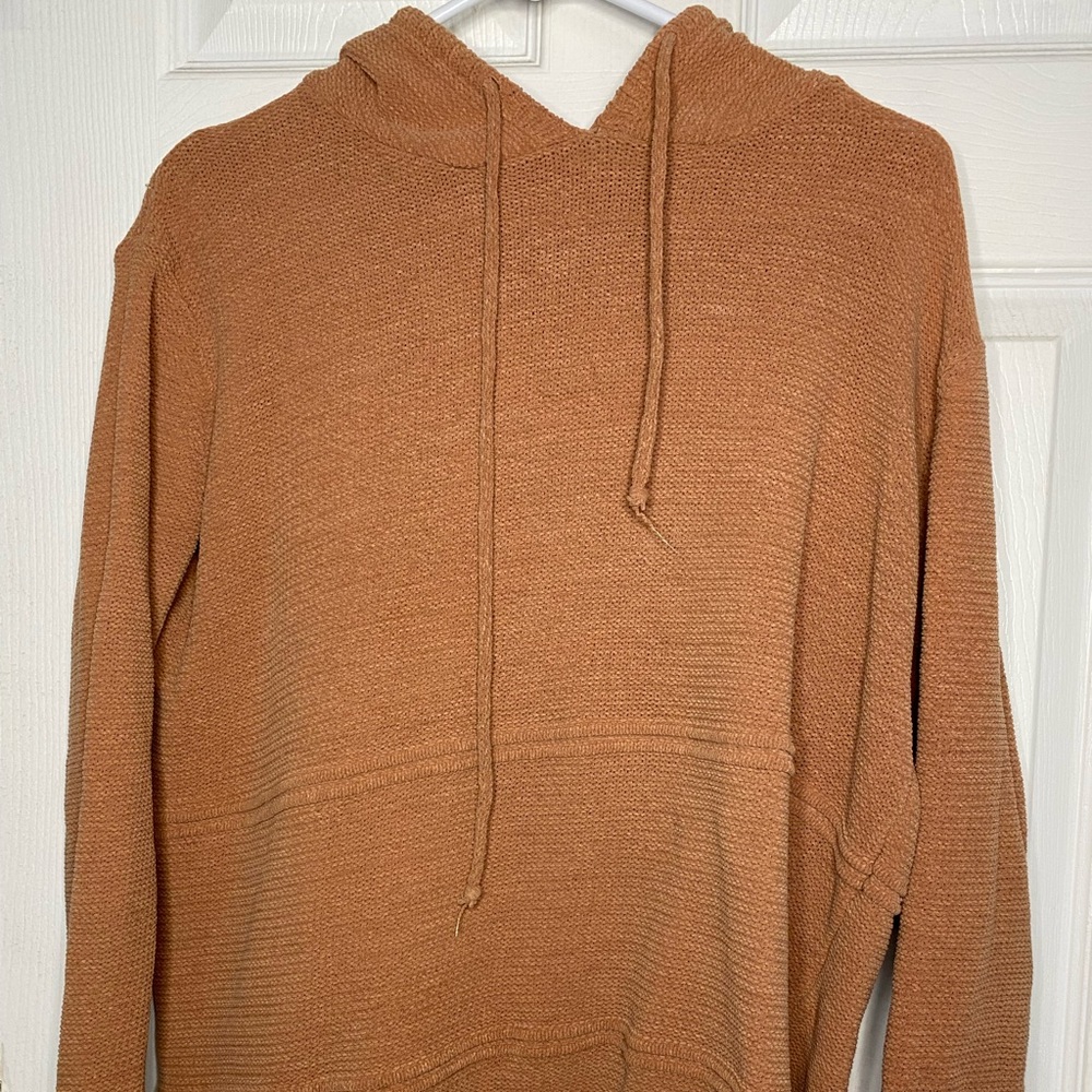 Lightweight beige knit hooded sweater